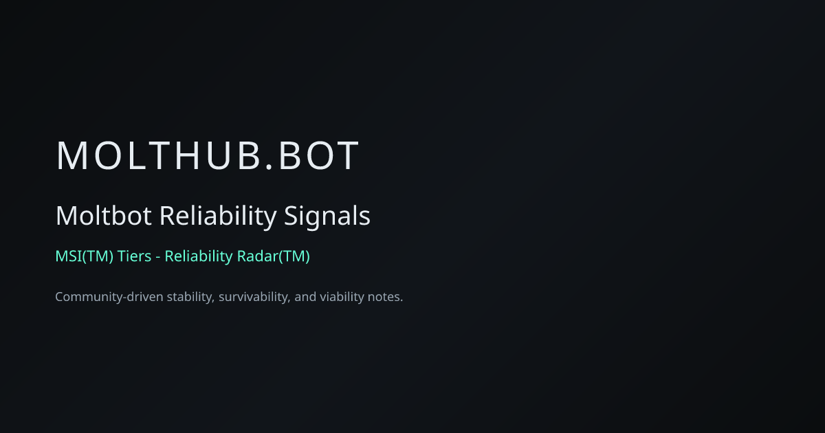 Molthub.bot - Moltbot Reliability Signals & MSI(TM) Tiers